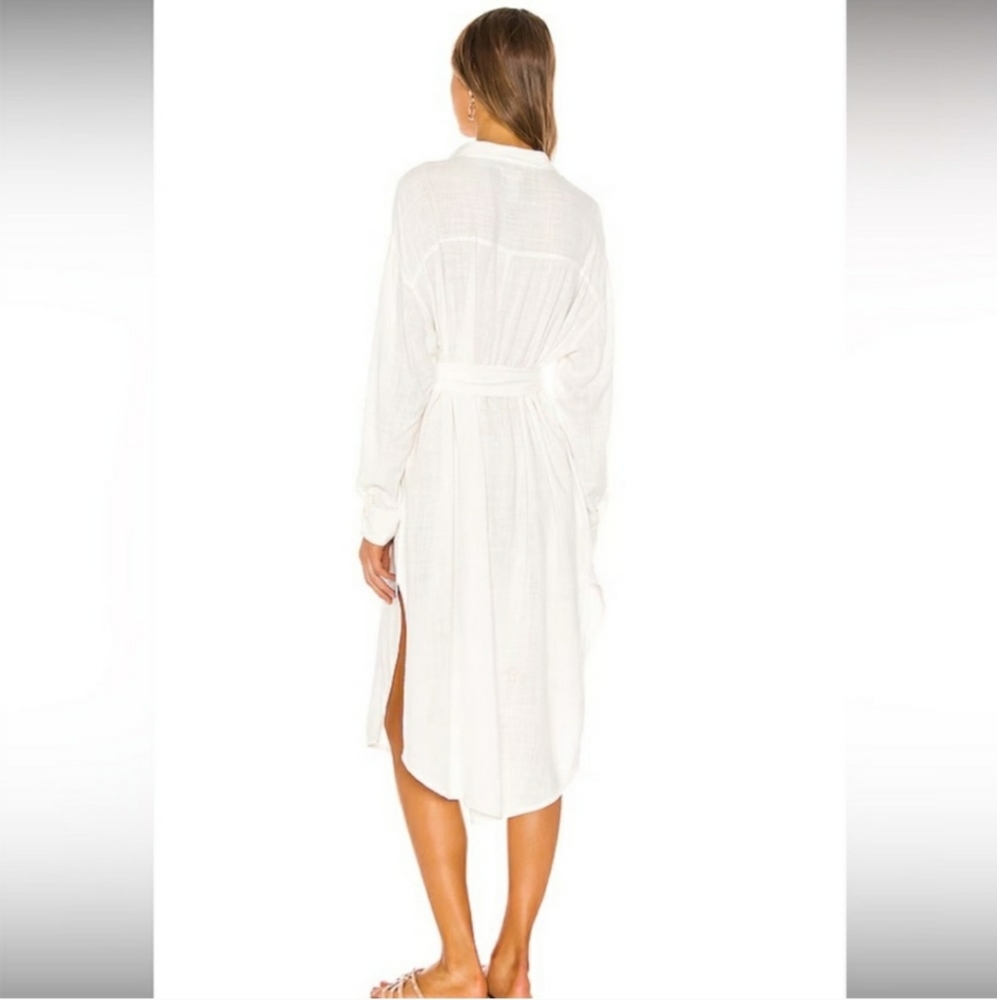 ๐บ L*Space Barcelona White Button-Up Midi Dress Coverup Resortwear XS/S ๐บ - Picture 3 of 10